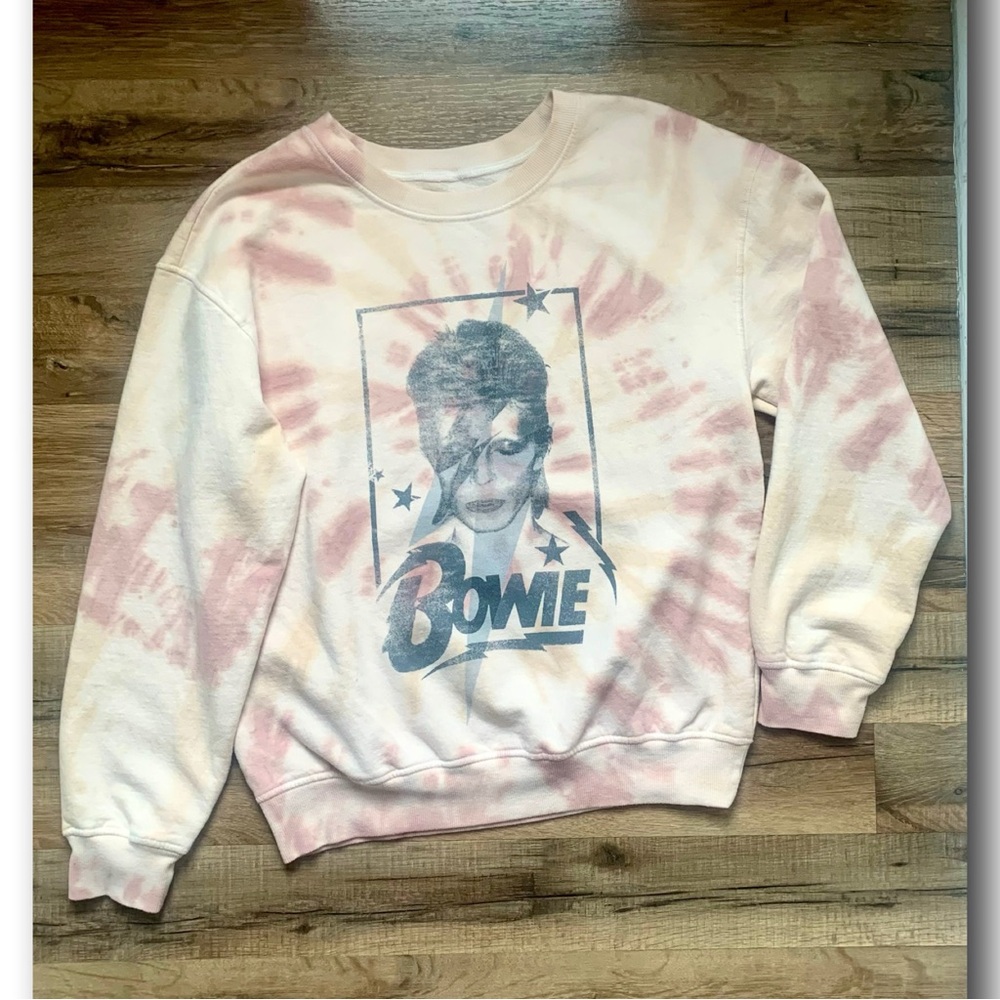 Ziggy Stardust BOWIE Crew-neck Sweatshirt Size-M EUC  Tie-dyed